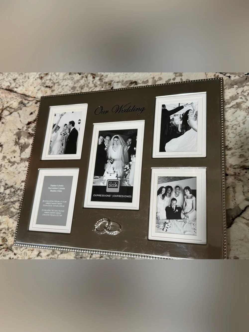 Studio Decor Expressions Wedding 5-Photo Brushed Silver Metal Frame 14x10.5